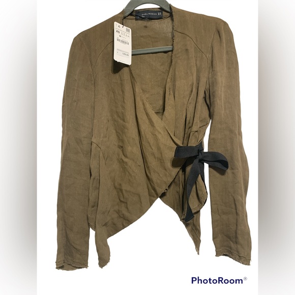 Zara Jackets & Blazers - Zara Brown Wrap Jacket